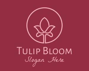 Pink Tulip Flower  logo design