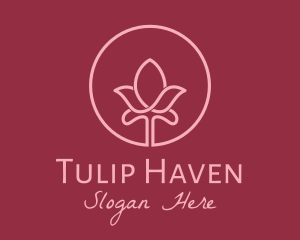 Pink Tulip Flower  logo design