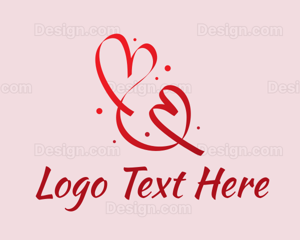 Red Romantic Heart Ribbon Logo