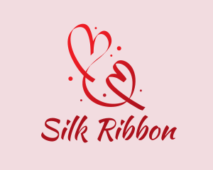 Red Romantic Heart Ribbon  logo design