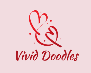 Red Romantic Heart Ribbon  logo design