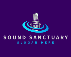 Microphone Sound Podcaster logo design