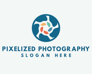 Round Colorful Camera Lens logo design