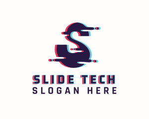 Tech Glitch Letter S logo design