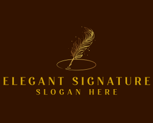 Luxury Feather Quill Pen  logo design