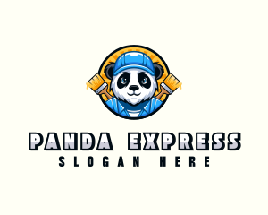 Panda Painter Paint Brush logo design