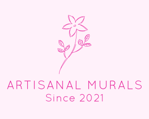 Pink Flower Sketch logo design