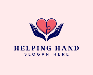 Puzzle Heart Hand logo design