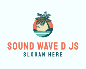 Tropical Beach Sunset logo design