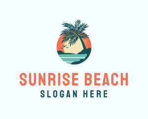 Tropical Beach Sunset logo design