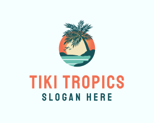 Tropical Beach Sunset logo design