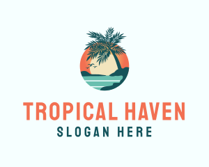 Tropical Beach Sunset logo design