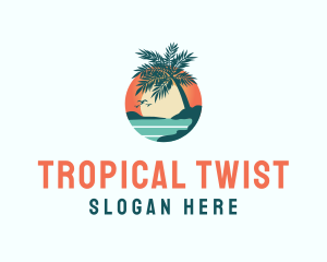 Tropical Beach Sunset logo design