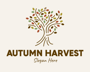 Autumn Outline Tree logo design