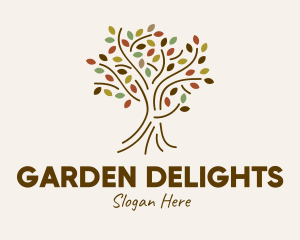 Autumn Outline Tree logo design