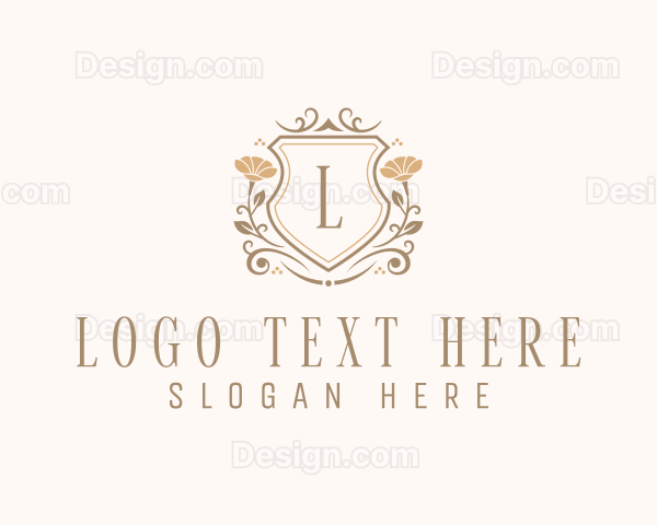 Stylish Floral Shield Logo