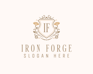 Stylish Floral Shield  logo design