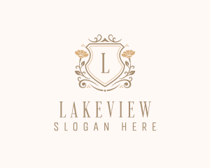 Stylish Floral Shield  logo design