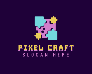 Pixel Jigsaw Puzzle logo design