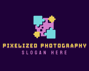 Pixel Jigsaw Puzzle logo design