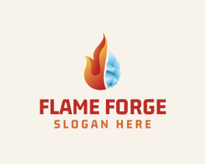 Flame Cooling Thermostat logo design