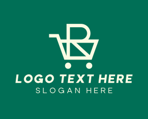 Green Grocery Cart Letter R logo