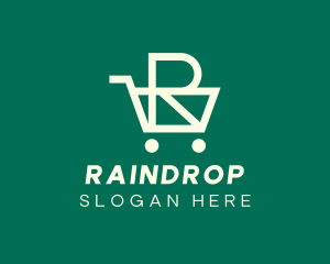 Green Grocery Cart Letter R logo design