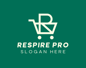 Green Grocery Cart Letter R logo design