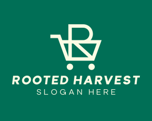 Green Grocery Cart Letter R logo design