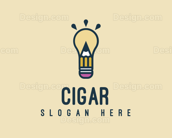 Light Bulb Idea Pencil Logo