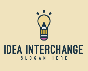 Light Bulb Idea Pencil logo design