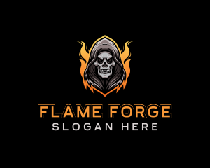 Fire Reaper Skull Gaming logo design