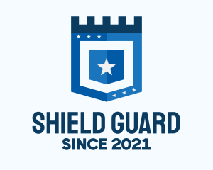 Blue Medieval Shield logo design