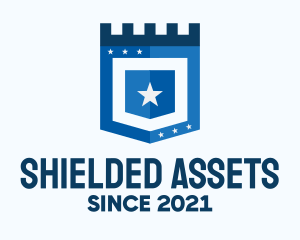 Blue Medieval Shield logo