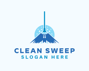 Blue Broom Housekeeper logo design