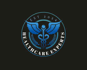 Healthcare Caduceus Staff logo design