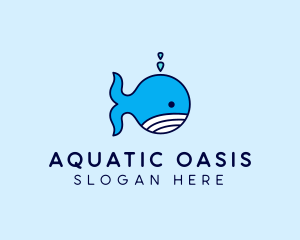 Aquatic Whale Cartoon logo design