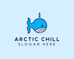 Aquatic Whale Cartoon logo design