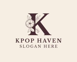 Floral Letter K logo design