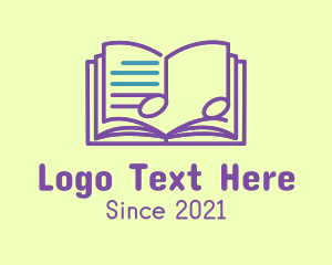Lyrics - Purple Music Book logo design