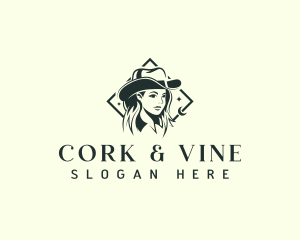 Cowgirl Hat Woman logo design