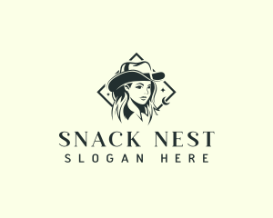 Cowgirl Hat Woman logo design