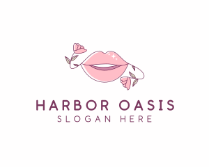 Floral Beauty Lips logo design