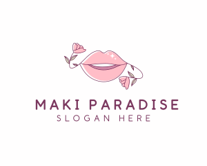 Floral Beauty Lips logo design