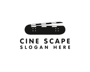 Skater Clapperboard Cinema logo design