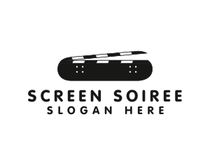 Skater Clapperboard Cinema logo design