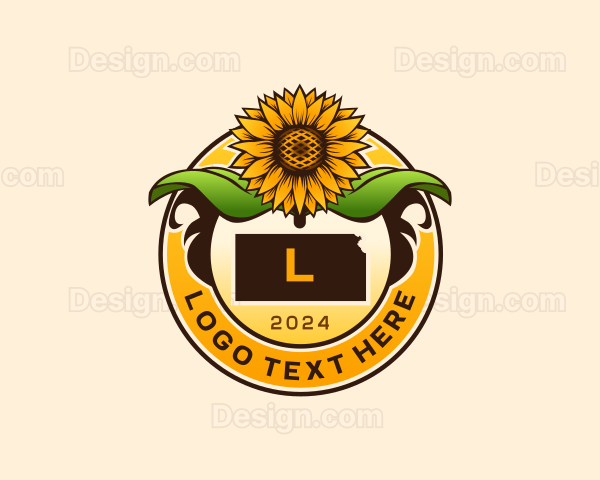 Kansas Sunflower Floral Logo