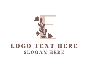 Floral Leaf Spa Letter E logo