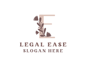Floral Leaf Spa Letter E Logo