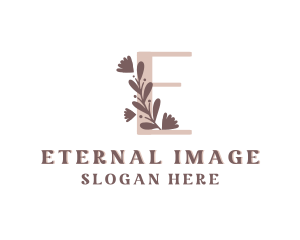 Floral Leaf Spa Letter E logo design